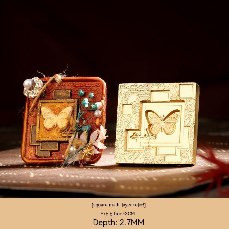 Sello de lacre con cabezal de relieve retro tridimensional, personalizado, con pintura de fuego