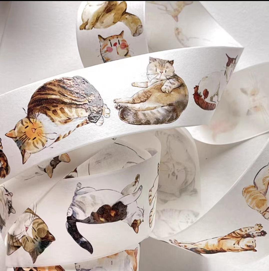 Journal Tape (hand drawn cat)6 meters/roll (Dingding)