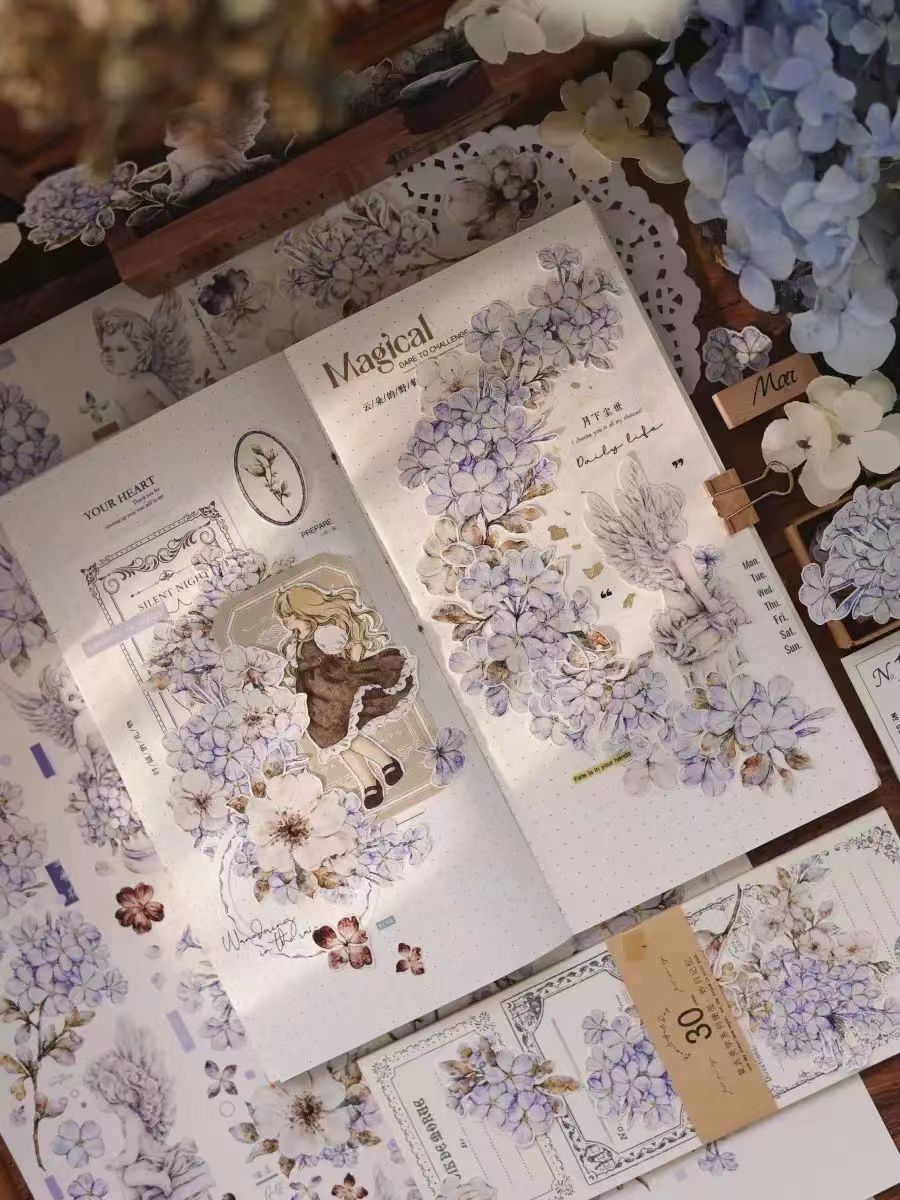 Blue Flower Journal Tape (6 meters/roll)