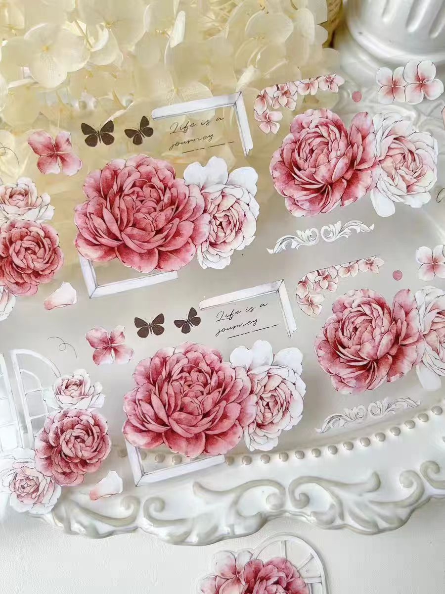 Journal Tape (pink peony)6 meters/roll