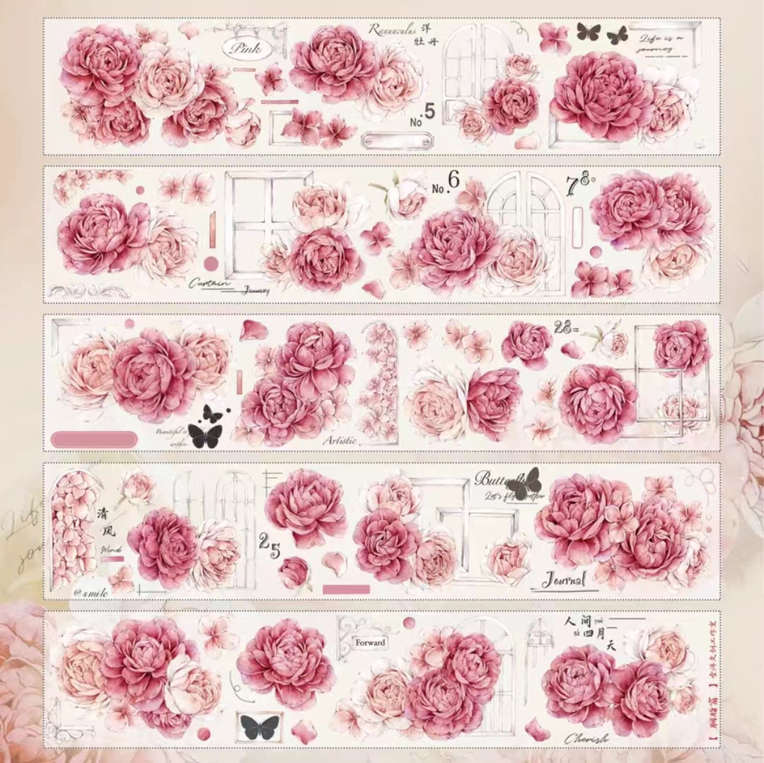 Journal Tape (pink peony)6 meters/roll