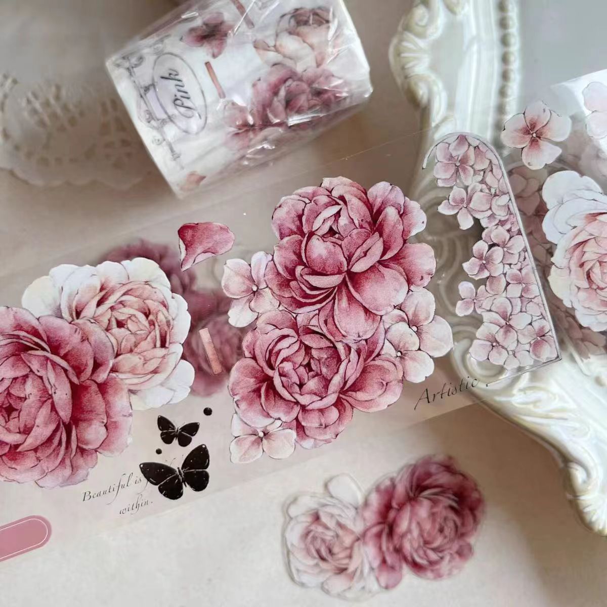 Journal Tape (pink peony)6 meters/roll