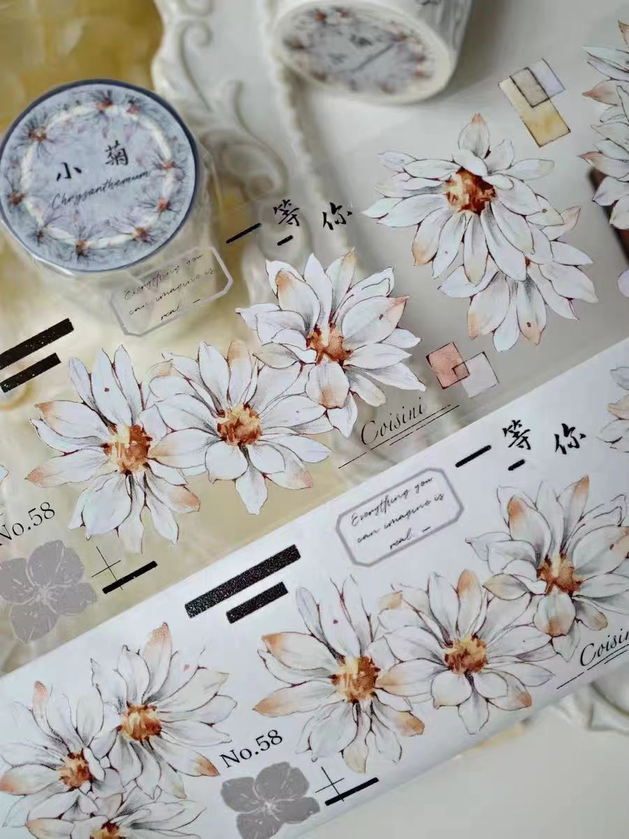 Journal Tape (white chrysanthemum)6 meters/roll