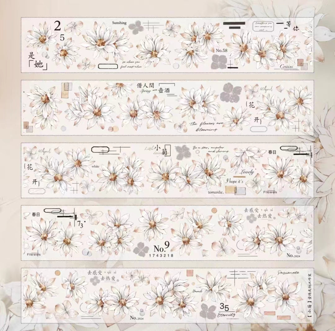 Journal Tape (white chrysanthemum)6 meters/roll
