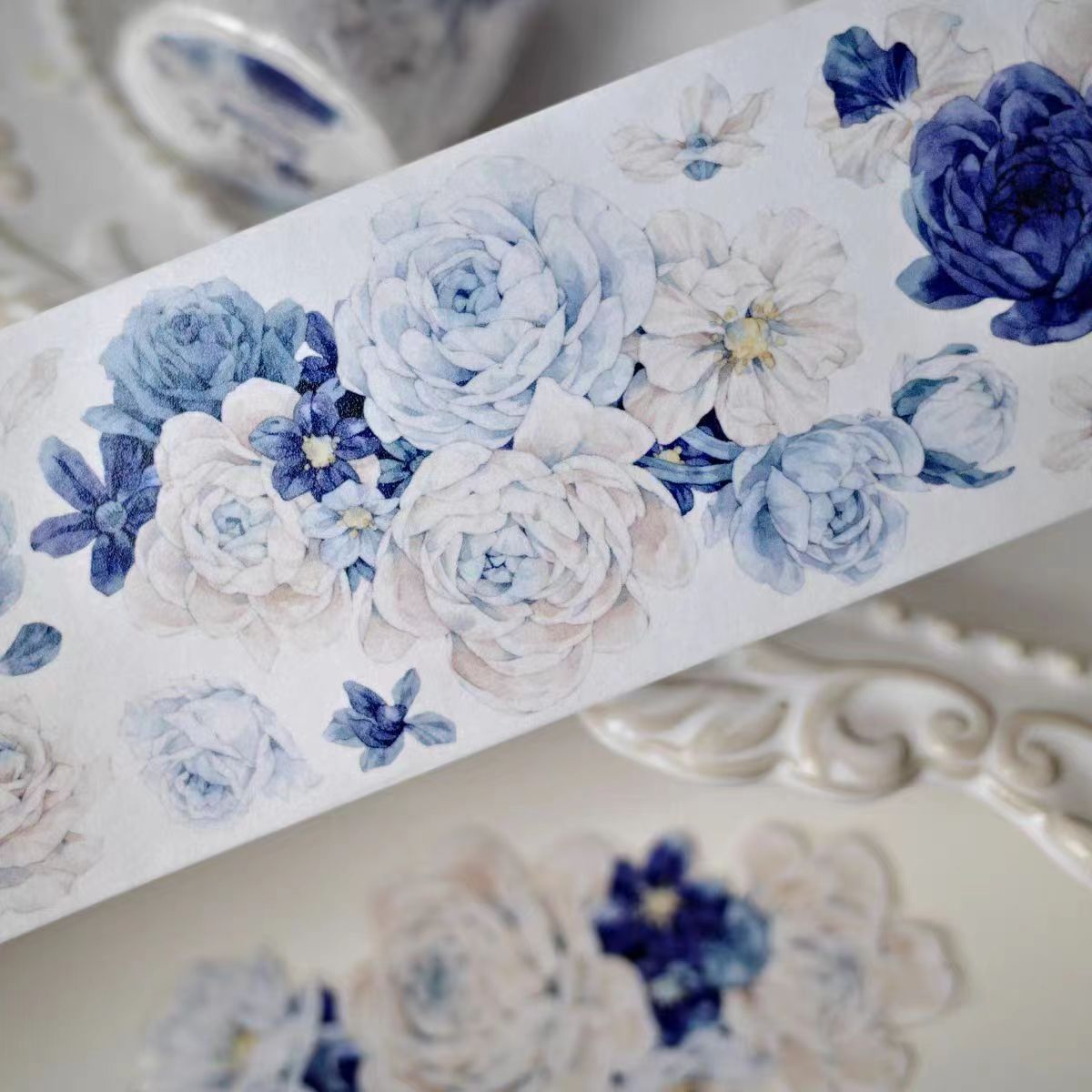 Journal Tape (blue flowers)5 meters/roll