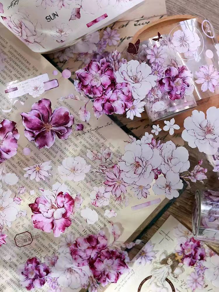 Journal Flower Tape (purple rose) 6 meters/roll