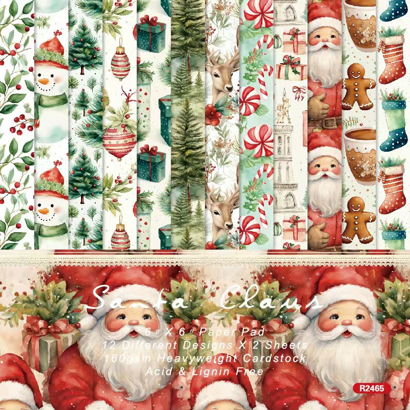 Materiales navideños (paquetes de papel) 24 hojas/paquete
