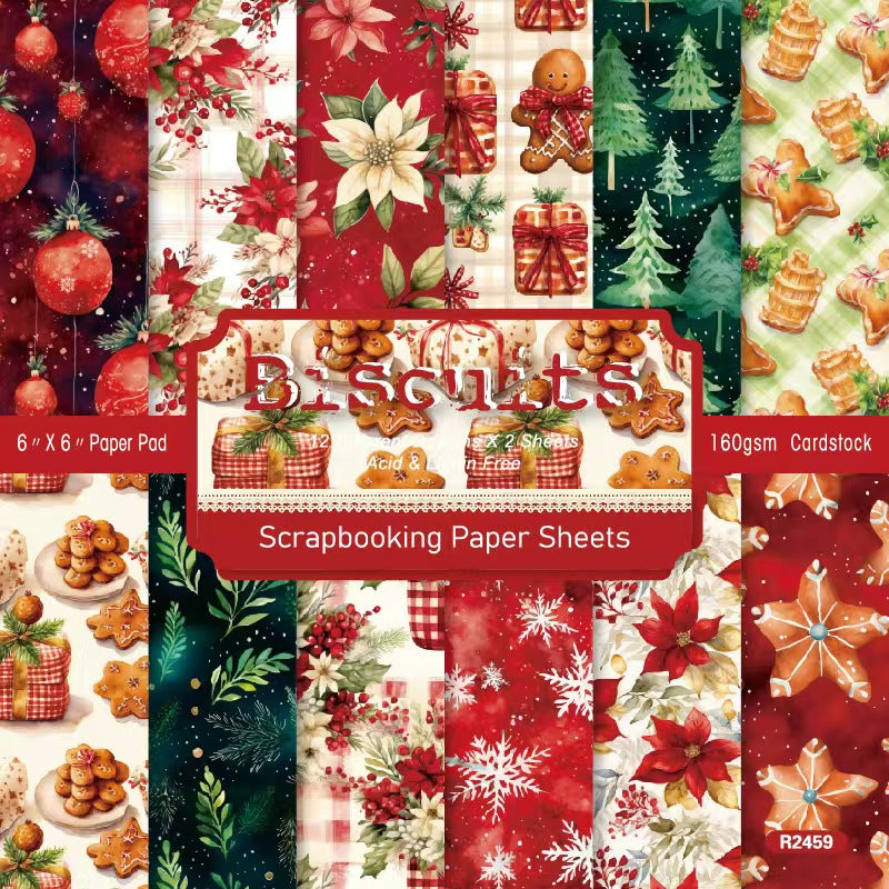 Materiales navideños (paquetes de papel) 24 hojas/paquete