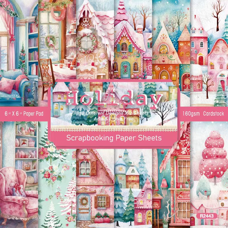 Materiales navideños (paquetes de papel) 24 hojas/paquete