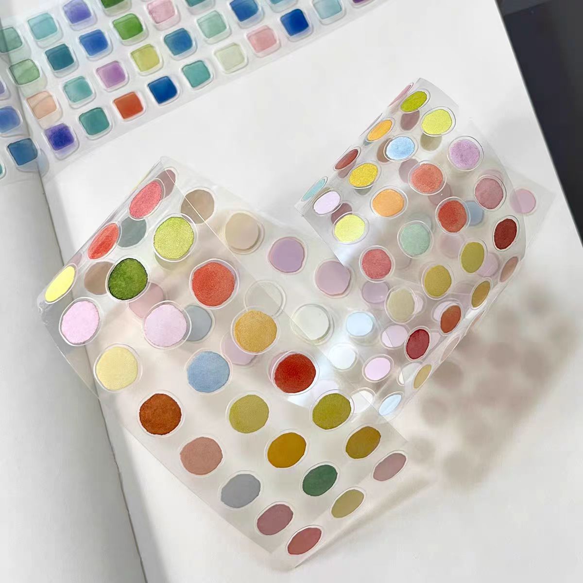 Journal tape watercolor stickers (dots/squares) 4.5cm*5.2m/roll