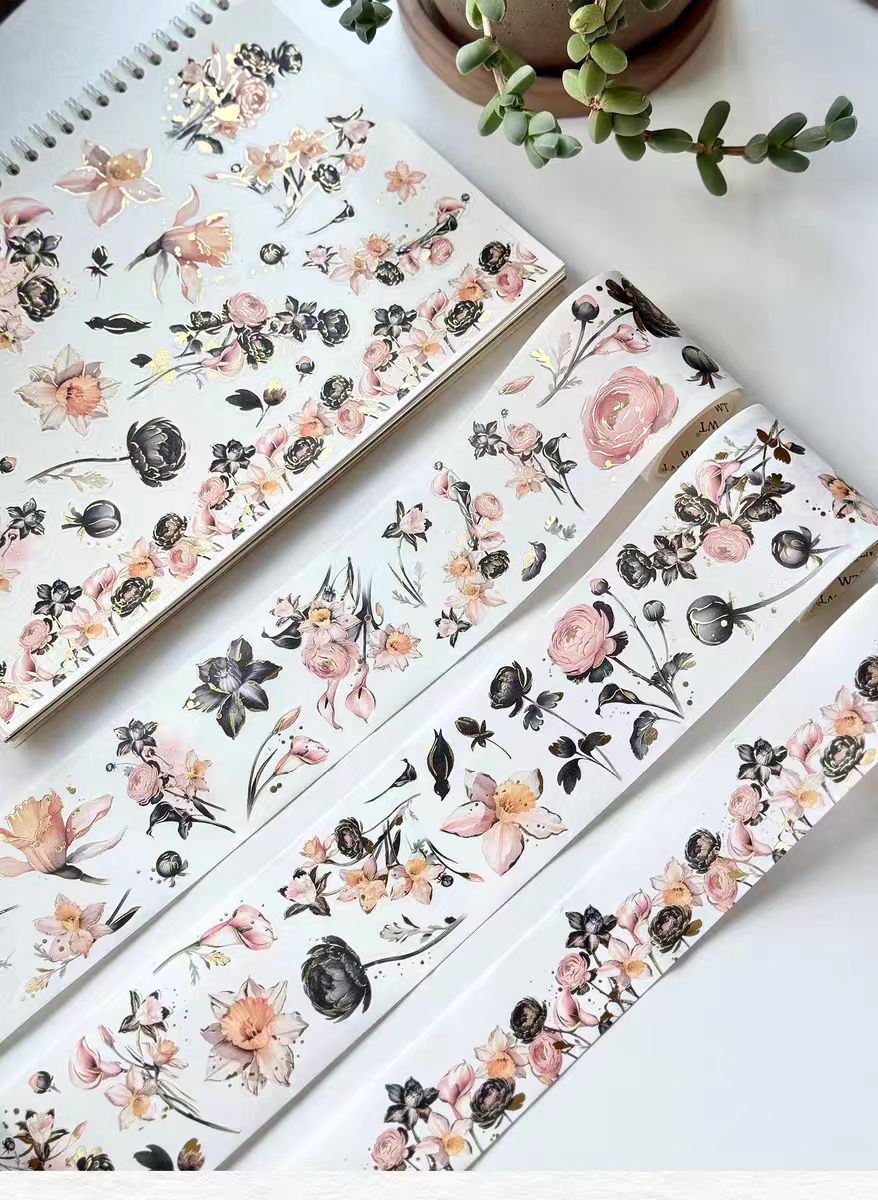 Journal pre-cut washi Writing paper tape (6cm*5m*2rolls/3.8cm*5m*1roll)