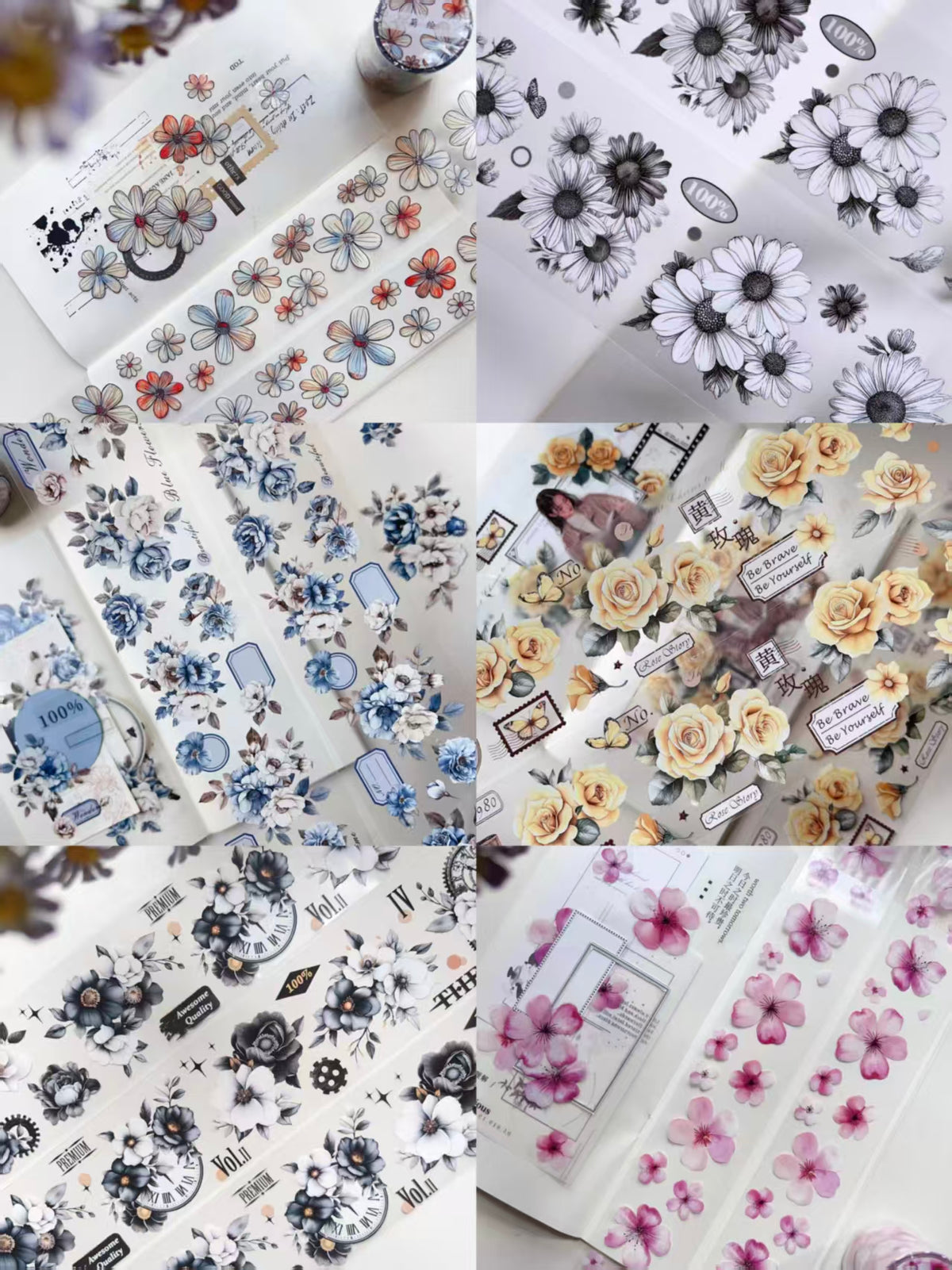Specielt tilbud (6 ruller Journal flower PET-bånd) 3 m/rulle