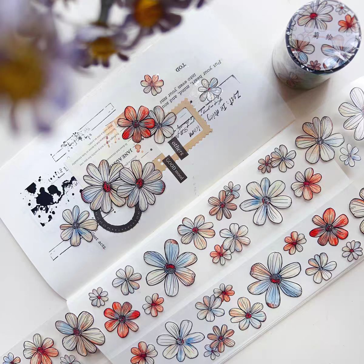 Specielt tilbud (6 ruller Journal flower PET-bånd) 3 m/rulle