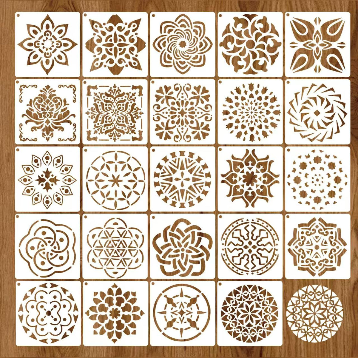 Juegos de plantillas de plástico para álbum de recortes (mandala)