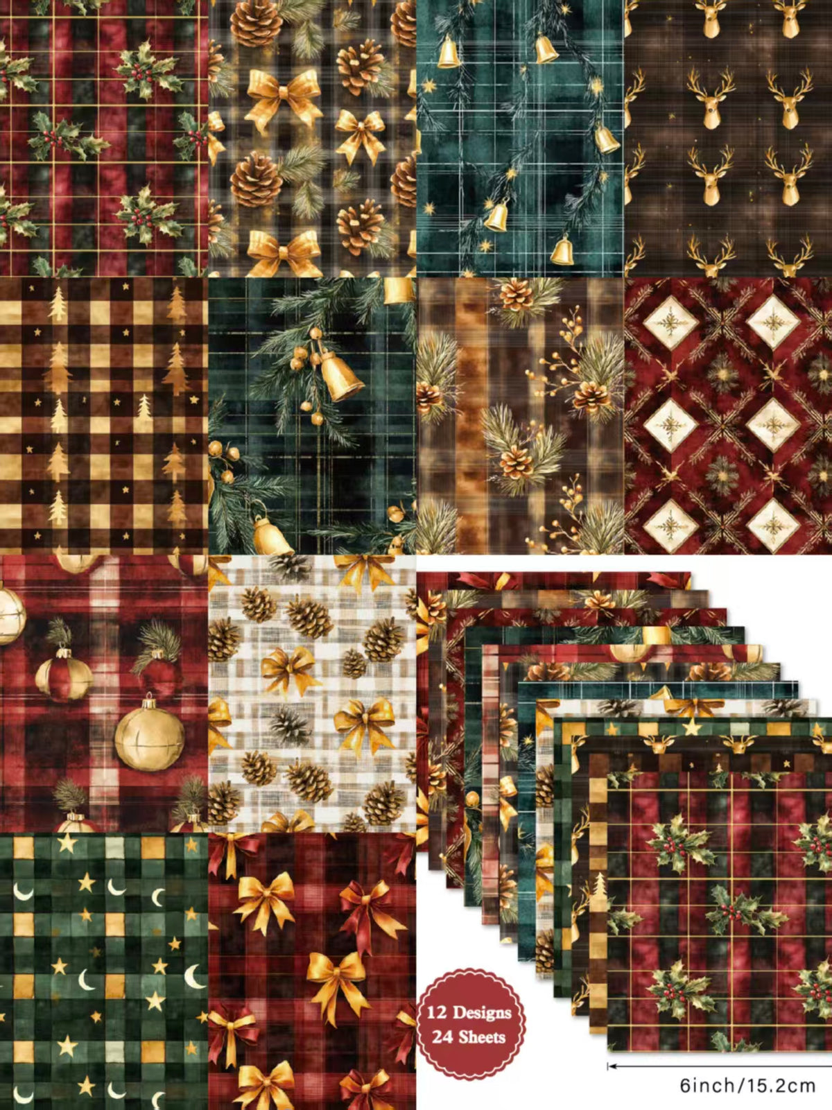6 inch Journal paper packs (Christmas) 24 sheets/pack