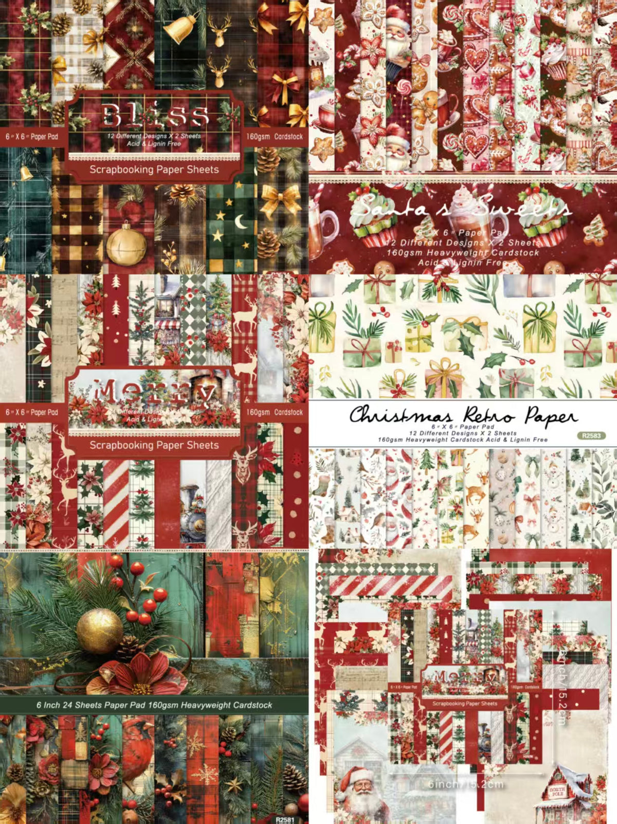 6 inch Journal paper packs (Christmas) 24 sheets/pack