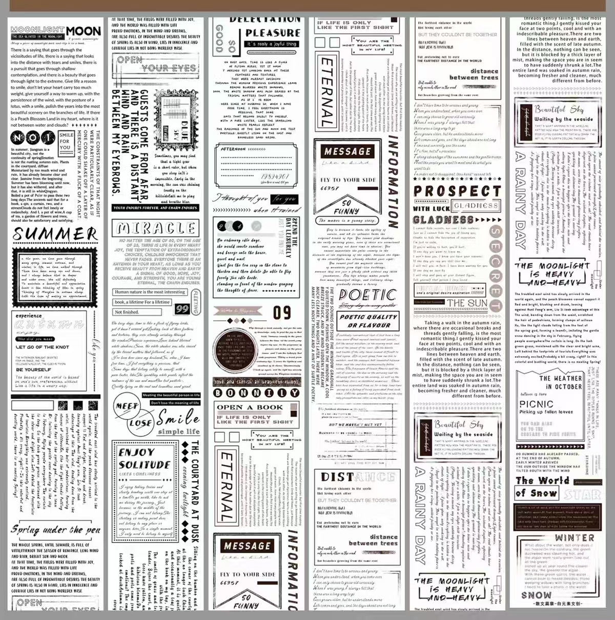 Cintas de texto para diario (5 m/rollo)