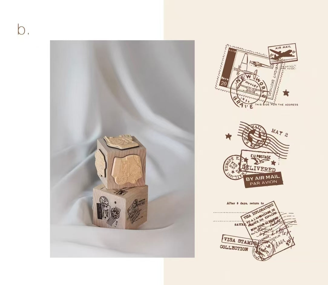 Wooden stamps (Three sides are usable) 4.5*4.5*4.5cm