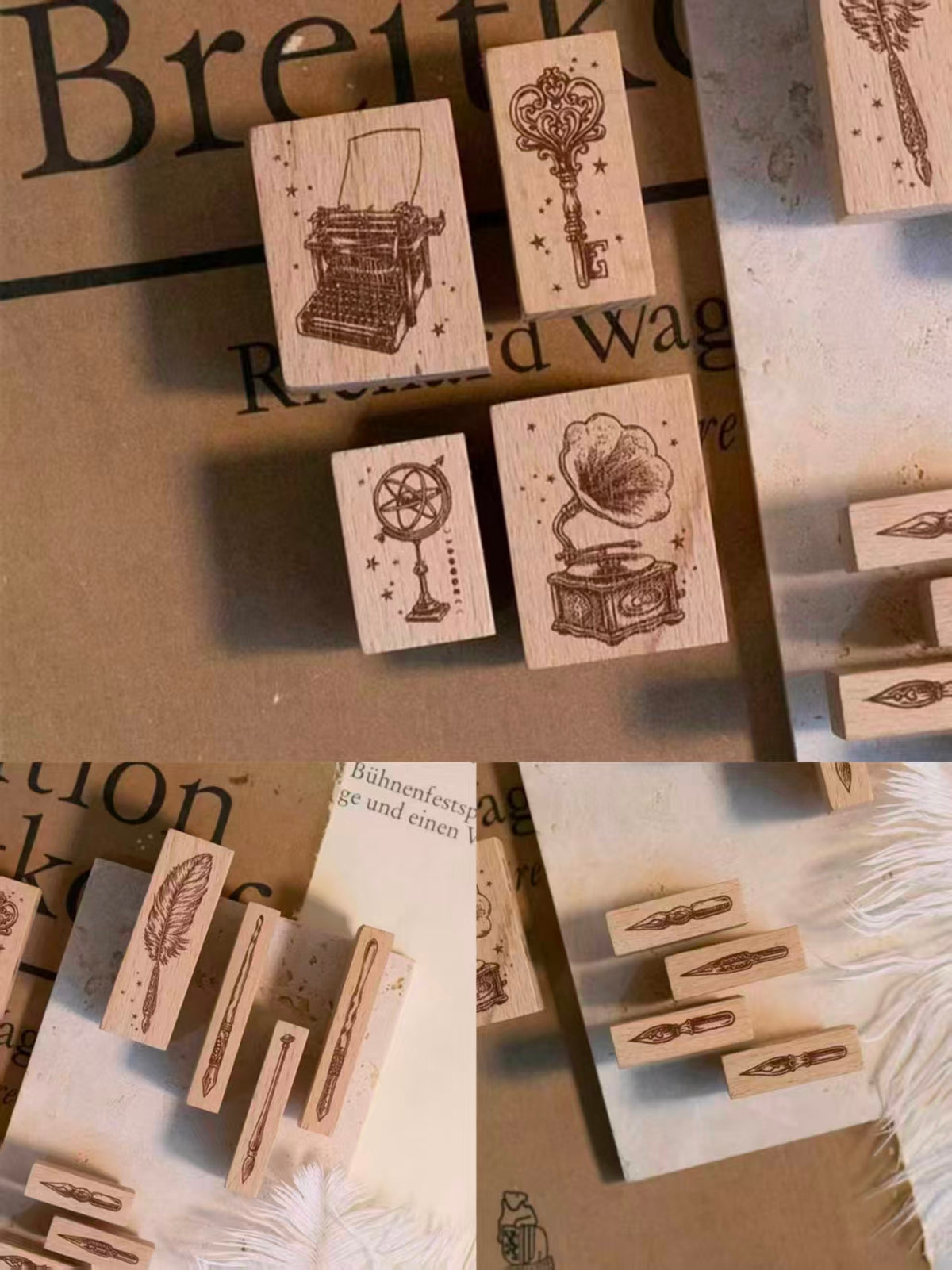 Juegos de sellos de madera (4 uds./juego)