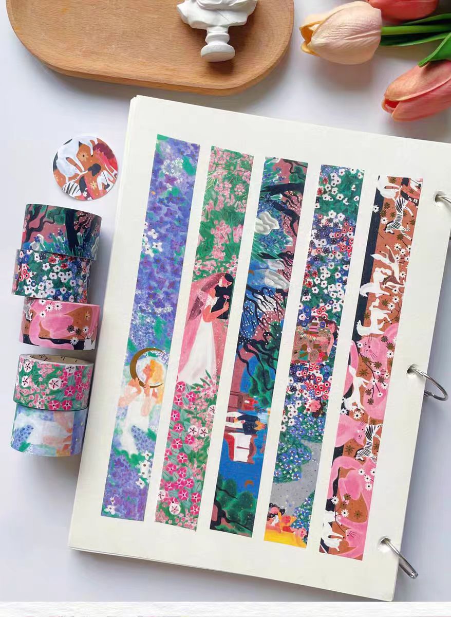 Cinta washi para diario (un set de 5 rollos) 2.7cm*5m/rollo