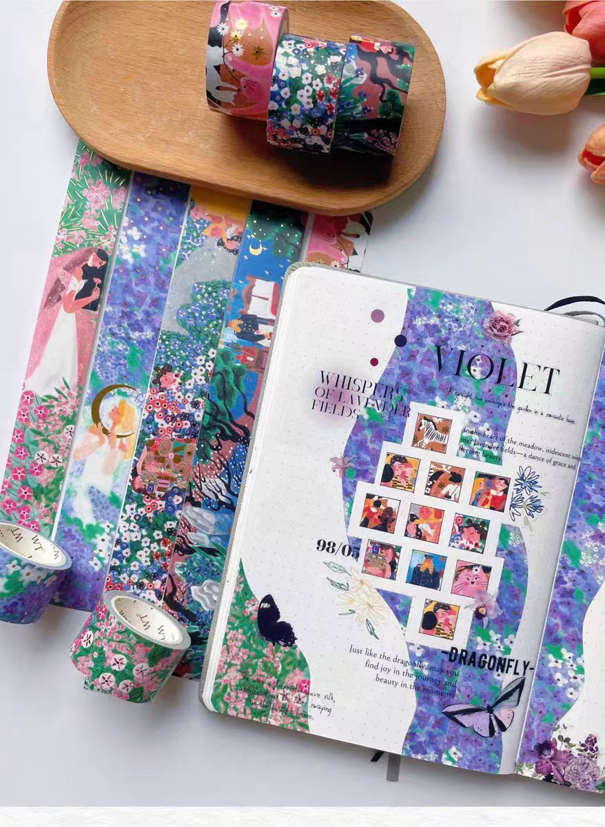 Cinta washi para diario (un set de 5 rollos) 2.7cm*5m/rollo
