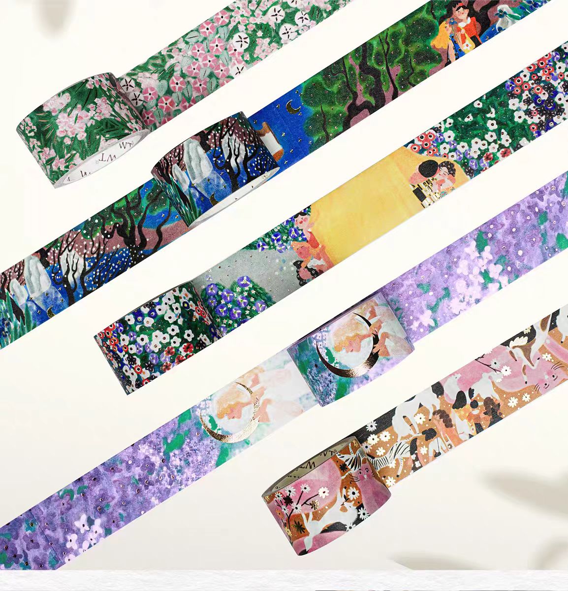 Cinta washi para diario (un set de 5 rollos) 2.7cm*5m/rollo