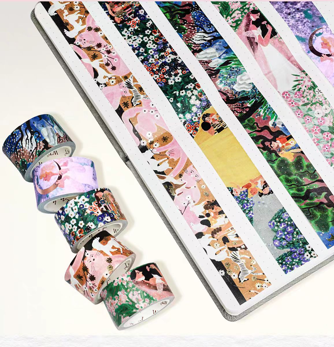 Cinta washi para diario (un set de 5 rollos) 2.7cm*5m/rollo