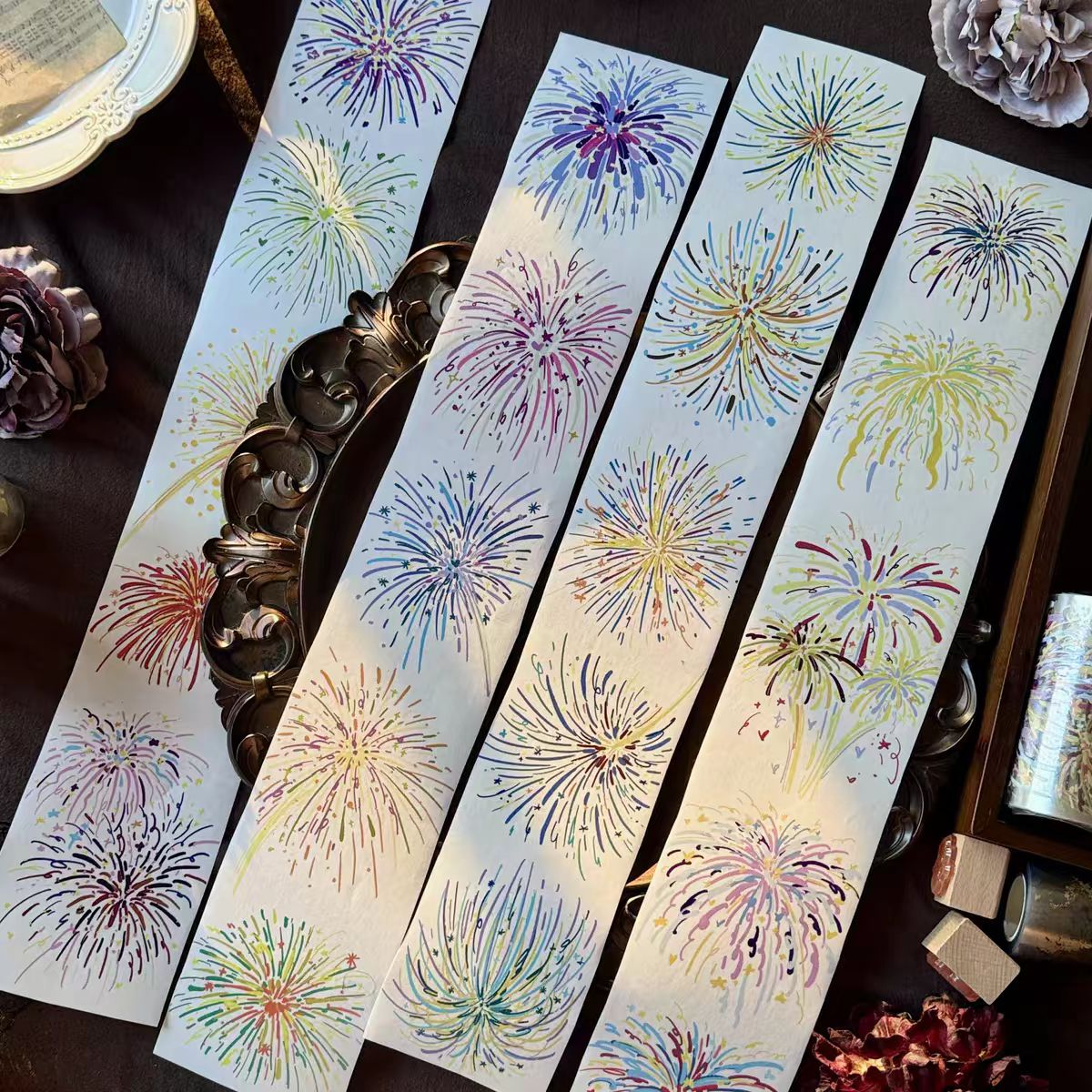 Cinta decorativa (fuegos artificiales) 9cm*6m/rollo