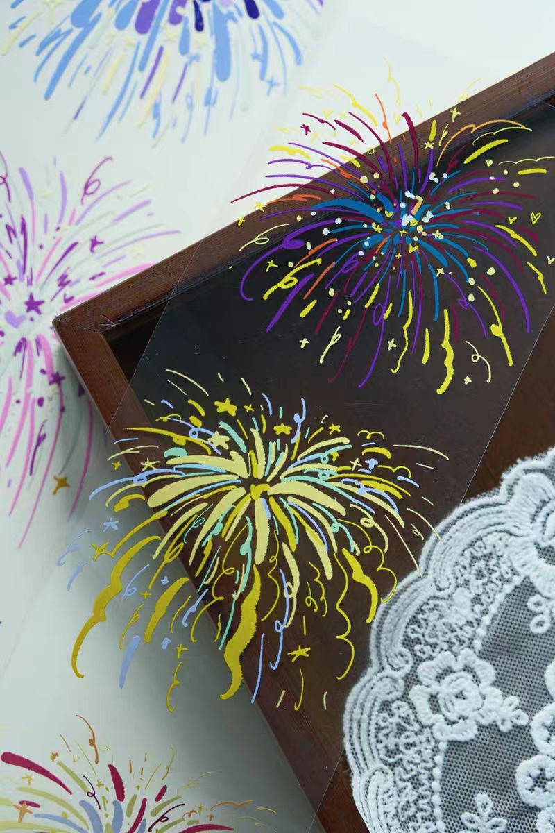 Cinta decorativa (fuegos artificiales) 9cm*6m/rollo
