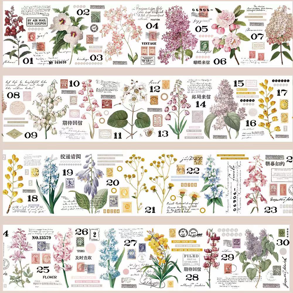 Cinta floral para journaling (5 m/rollo)