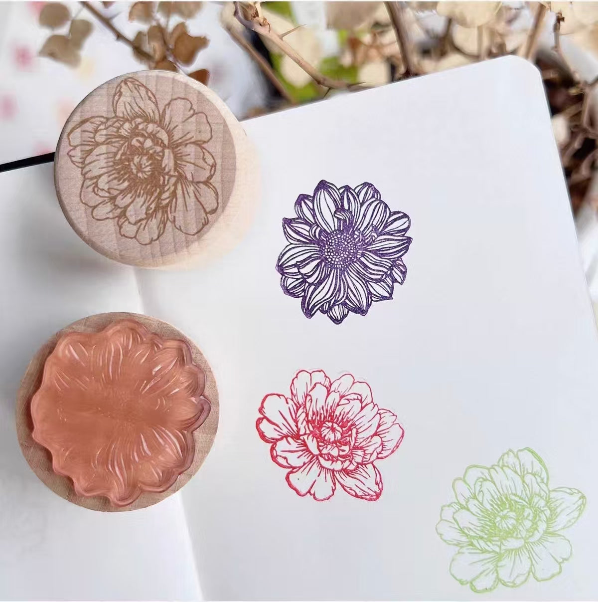 Wooden flower stamp (2pcs/set)