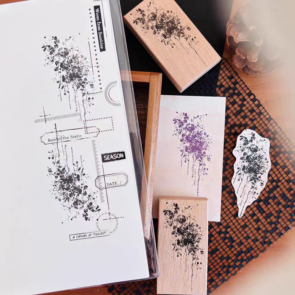 Journal retro flower wooden stamp