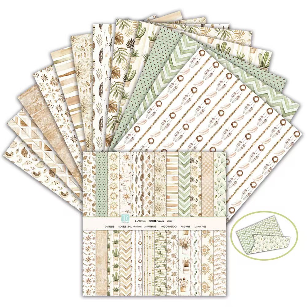 6 Inch Double Sided Vintage Scrapbook Paper Pack, Retro Junk Journal Paper (24 sheets/pack)