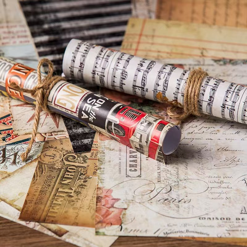 20 Sheets/pack Vintage Junk Journal Paper Pack, Retro Scrapbook Background Paper for DIY Craft & Card Making