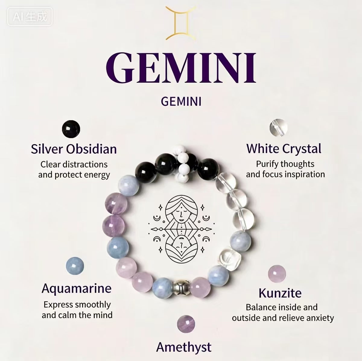 12 Constellation Crystal Bead Bracelet | Spiritual Energy Healing