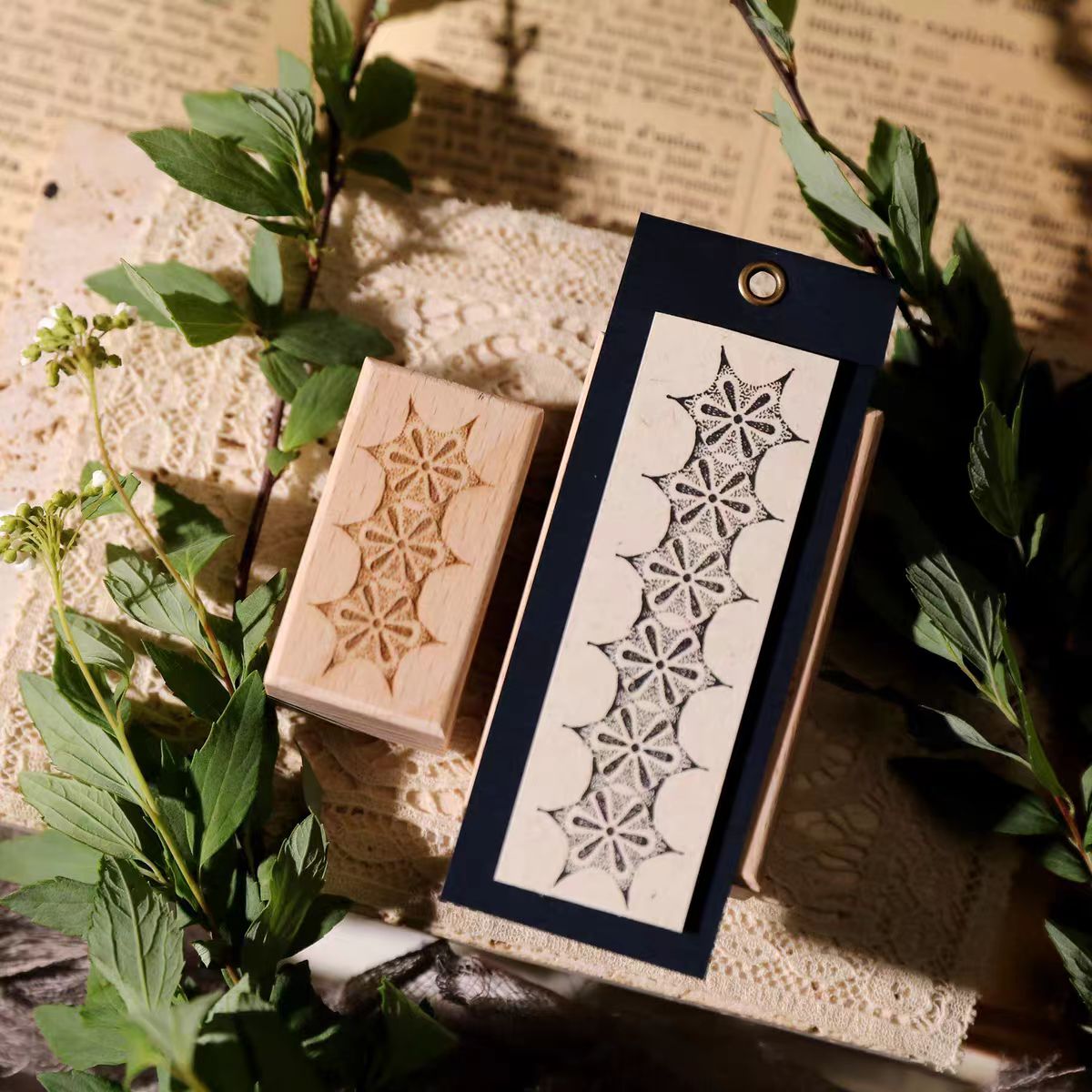 Vintage Wooden Rubber Stamp for DIY Craft & Journaling