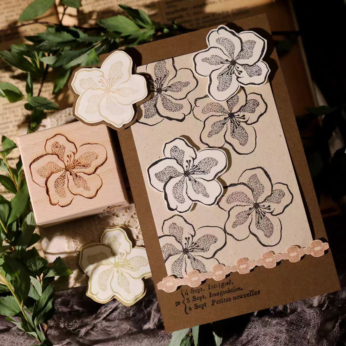 Vintage Wooden Rubber Stamp for DIY Craft & Journaling