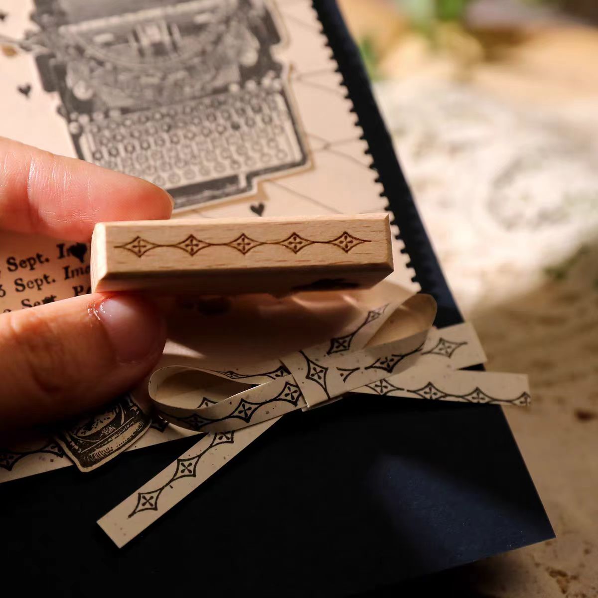 Vintage Wooden Rubber Stamp for DIY Craft & Journaling