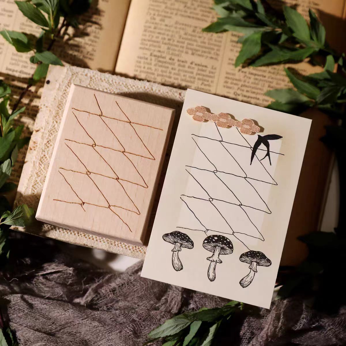 Vintage Wooden Rubber Stamp for DIY Craft & Journaling