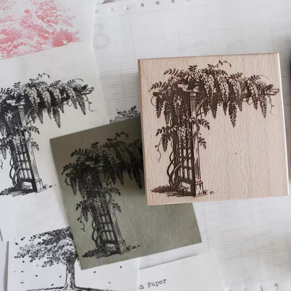 Vintage Wooden Rubber Stamp for DIY Craft & Journaling