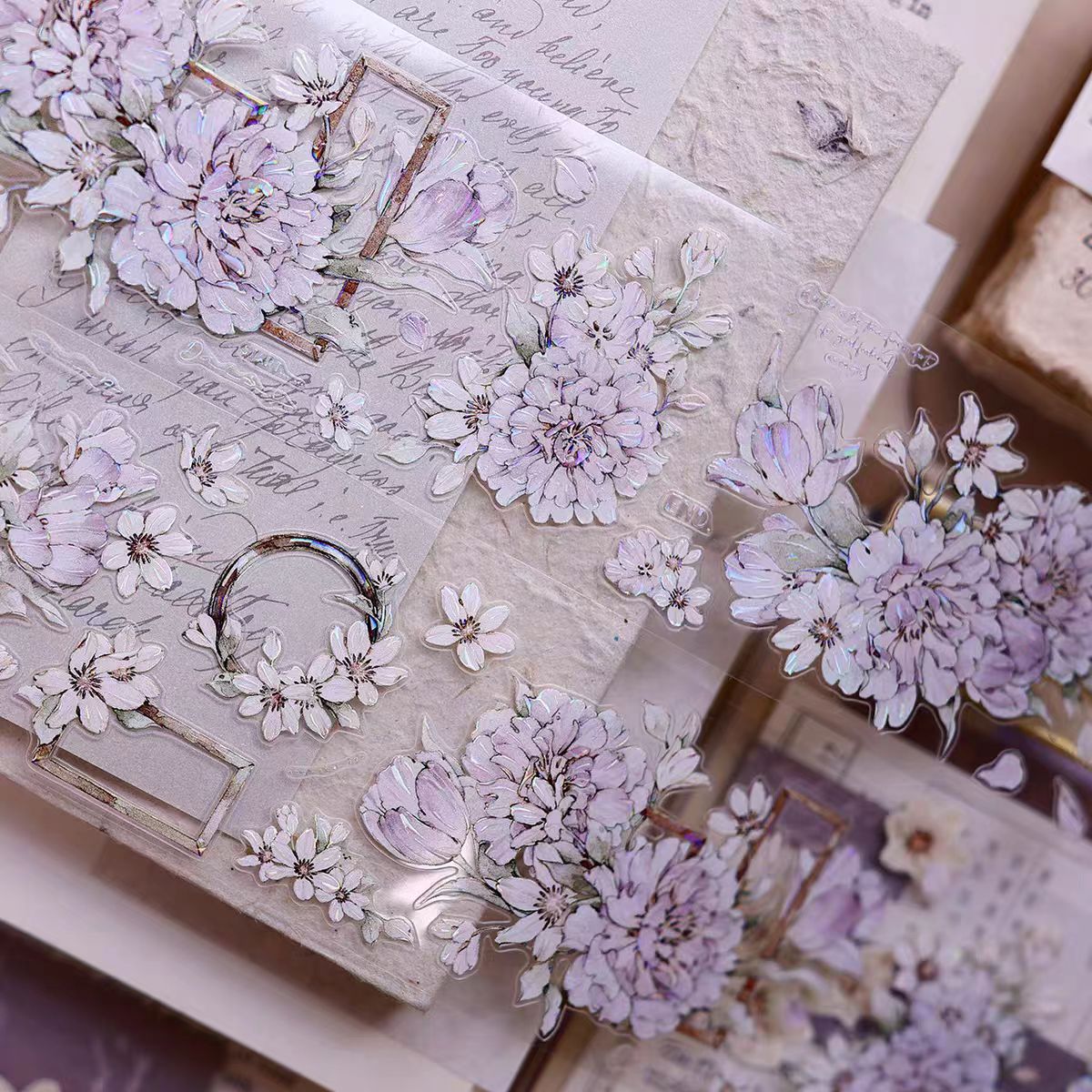 INS Style Pastel Flower Pre-Cut PET/ Washi Tape, Decorative Adhesive Tape for Scrapbooking, Bullet Journal, DIY Craft & Gift Wrapping (5.5cm*6m/roll)