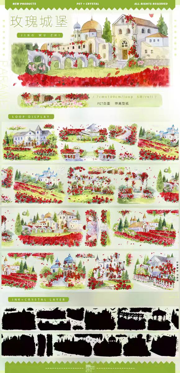 Nature Scenery Tape Landscape PET Tape for Journaling Scrapbooking DIY Craft (5m/roll)