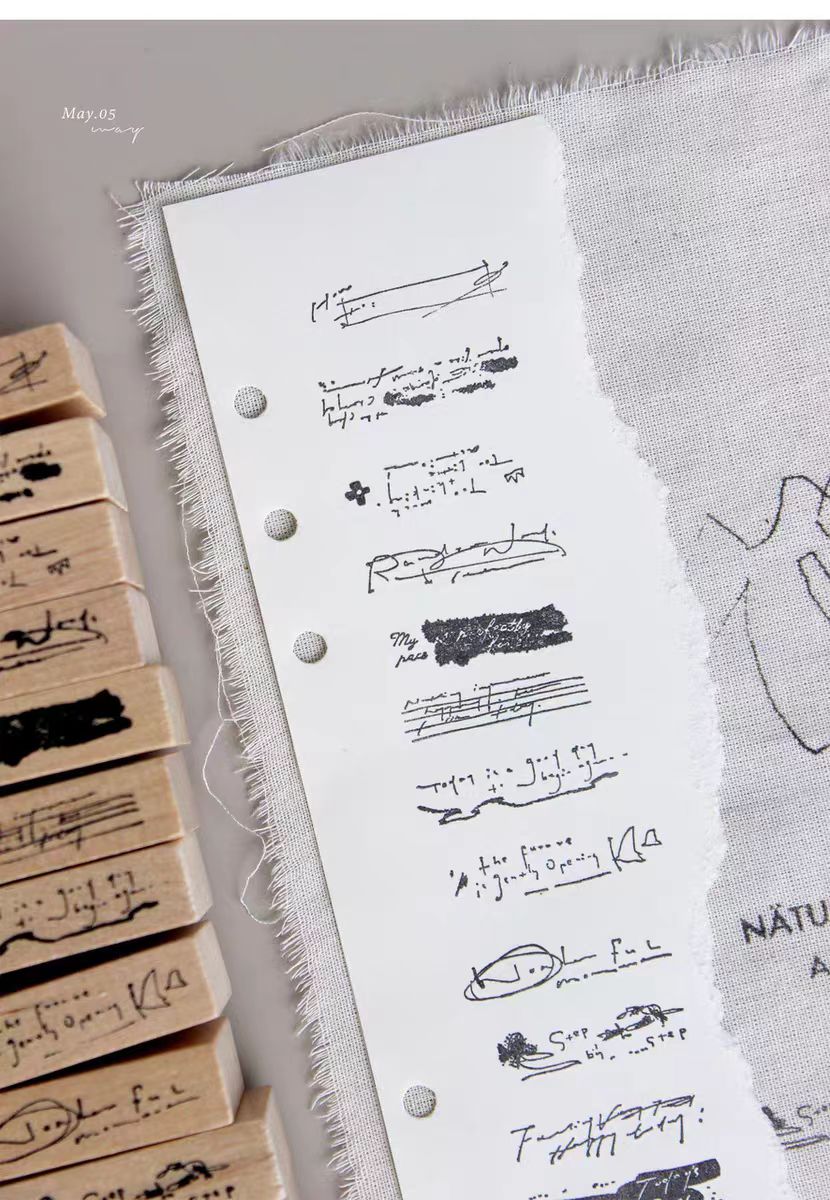 Wooden stamp set (7.5*7.5*4cm) 14pcs/set