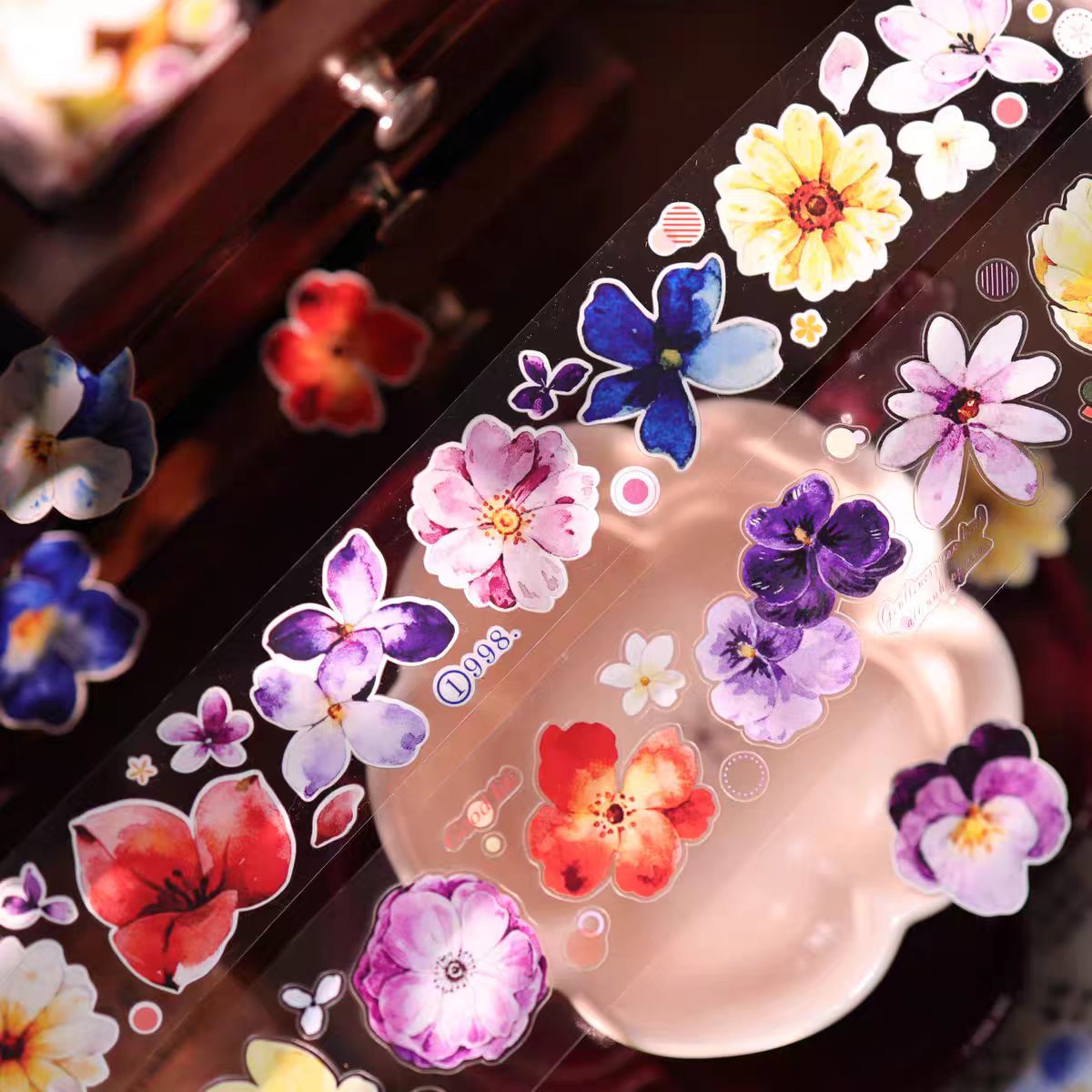 Floral Pattern Washi & PET Tape Set - Decorative Adhesive Tape for Journaling, Scrapbooking & Craft Projects