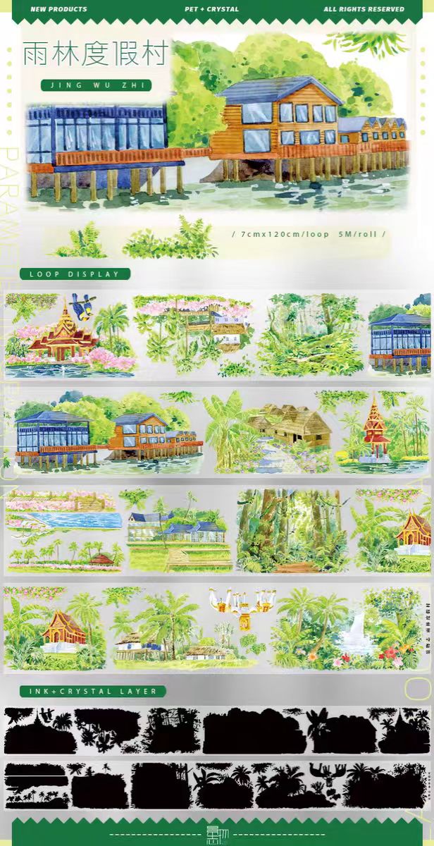 Transparent PET Landscape Tape for Journaling Scrapbooking (5m/roll)