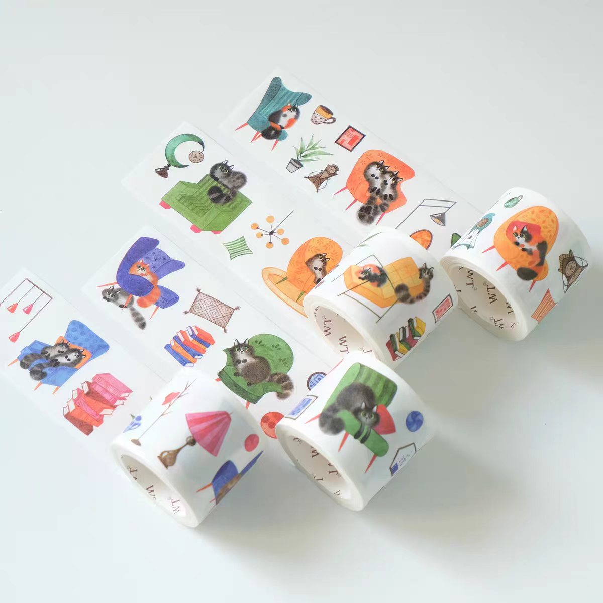 Journal pre-cut washi tape (Cat) 4cm*5m/roll