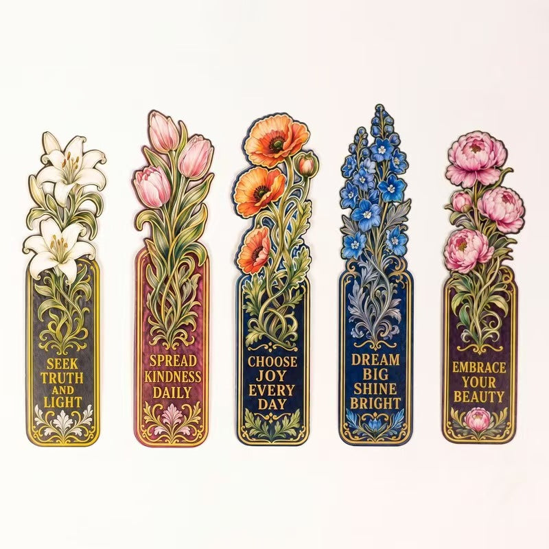 Floral paper bookmark (5 pcs/set)
