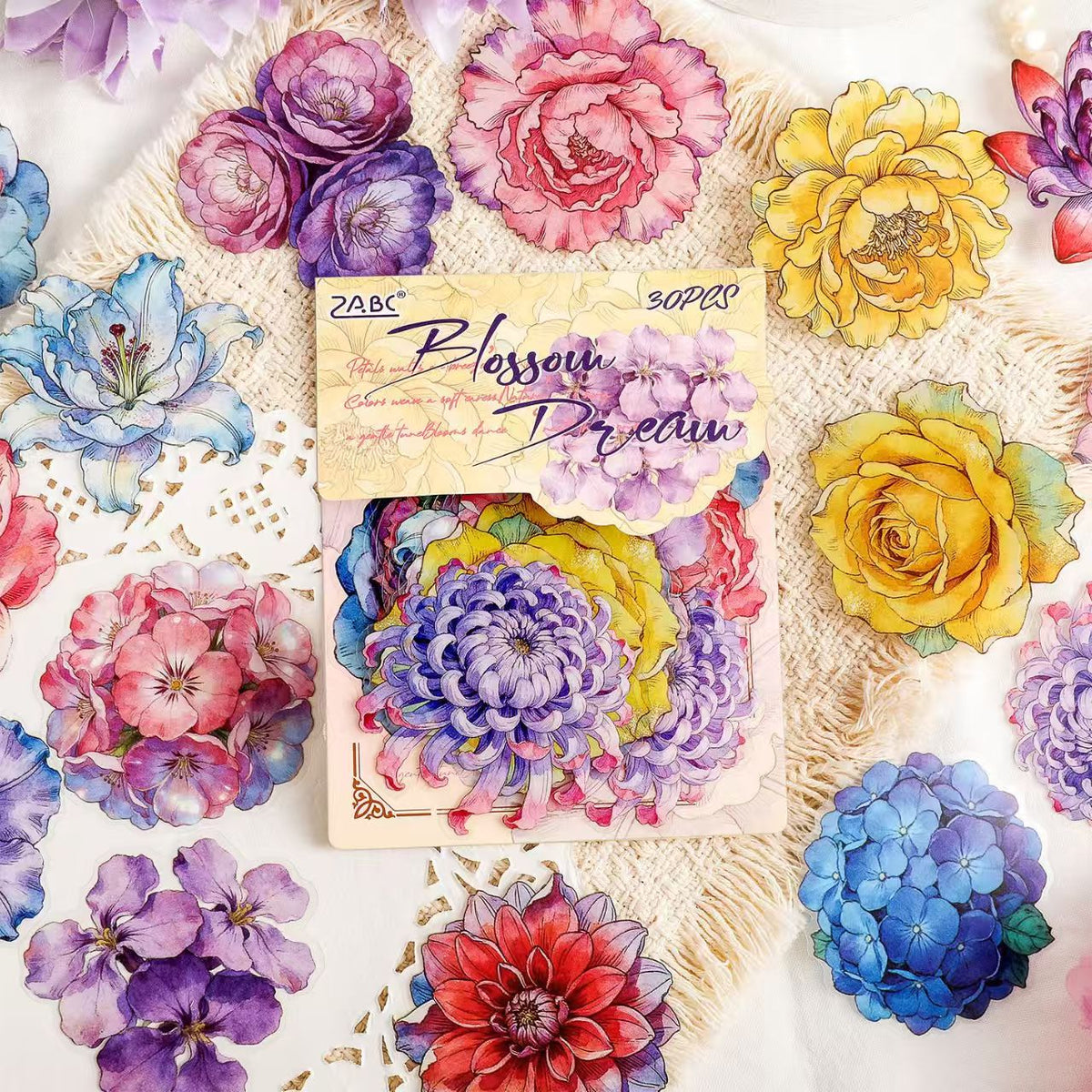 Journal flower PET sticker packs (30pcs/pack)