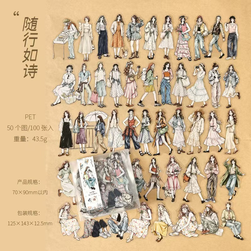 Journal Character PET sticker pack (100pcs/pack)