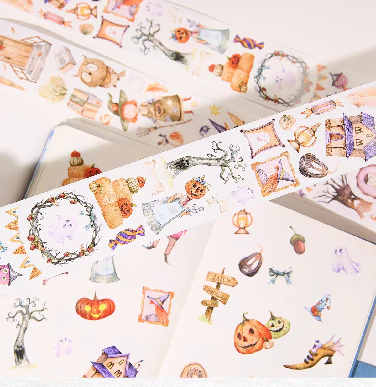 Pre-cut maskeringstape til journaling (5 m/rulle) Halloween